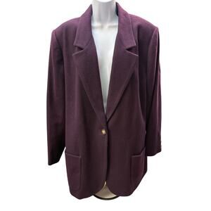 VTG Lands End Womens SZ 18 Purple Plum Wool Cashmere Blazer Jacket 90's jacket
